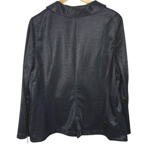 SERENA Williams Women's Sz 1XL Black Shimmery Party Blazer Zipper Cuff - Picture 2 of 11
